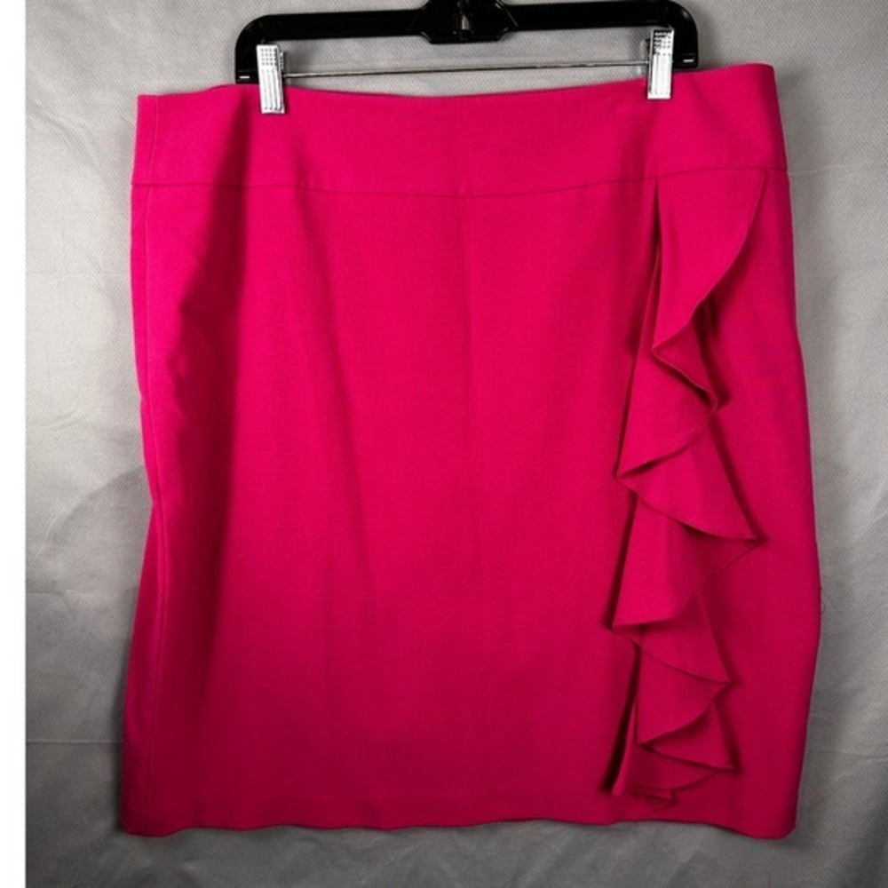Metro Style Womens Size 18 Hot Pink Ruffle Pencil Skirt Business Casual Lined